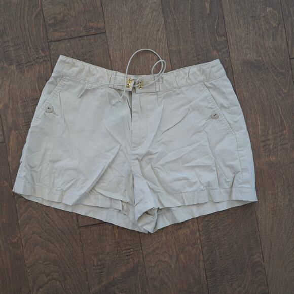 Ralph Lauren Drawstring Mid Rise Shorts Khaki Womens Size 4 - Picture 1 of 5